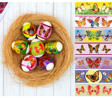 Пасхальная термоусадочная плёнка (7 яиц) Бабочки, 1 шт.