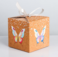 Коробка складная (12*12*12см), Порхай от счастья, 1 шт.