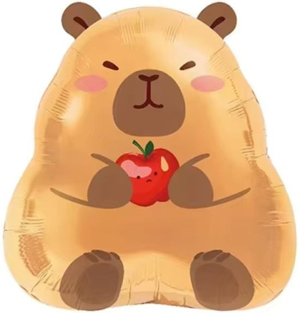 Шар (22''/56см) Фигура, Капибара с яблочком, 1 шт.