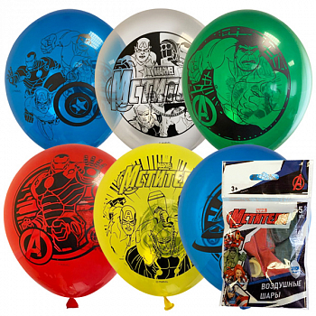 Шар (12"/30см) Марвел, Ассорти, пастель, 5 шт.