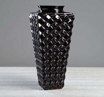 Ваза напольная "Ротанг", чёрная, глазурь, (18*40см), 1 шт. (уценка смотреть описание)