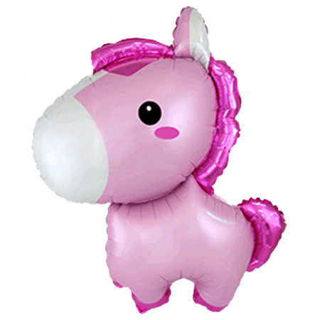 Шар (12"/30см) Мини-фигура, Лошадка, Розовая, 1 шт.
