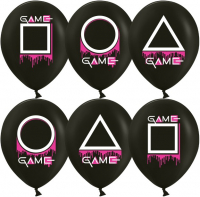 Шар (12''/30см) Кальмаргейм, Игра в креветку, Черный, пастель, 2 ст, 22 шт.