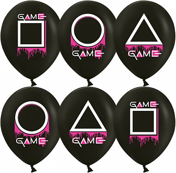 Шар (12''/30см) Кальмаргейм, Игра в креветку, Черный, пастель, 2 ст, 22 шт.