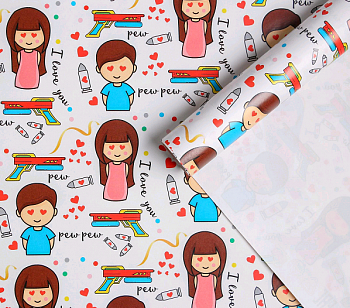 Бумага упаковочная глянцевая (70*100см), Любовь, 1 шт.