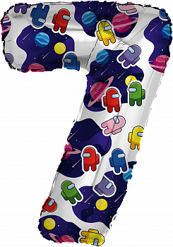 Шар (32"/81см) Цифра "7" Космонавтики в упаковке, 1 шт.