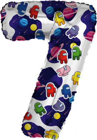 Шар (32"/81см) Цифра "7" Космонавтики в упаковке, 1 шт.