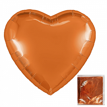 Шар (30"/76см) Сердце, Папайя, в упаковке, 1 шт
