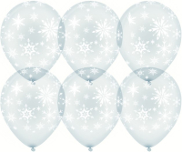 Шар (12''/30см) Искры снежинок, Прозрачный (600), кристалл, 5 ст, 25 шт.