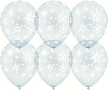 Шар (12''/30см) Искры снежинок, Прозрачный (600), кристалл, 5 ст, 25 шт.