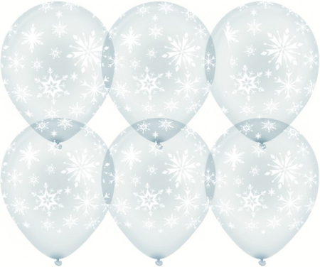 Шар (12''/30см) Искры снежинок, Прозрачный (600), кристалл, 5 ст, 25 шт.