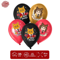 Шар (12"/30см) Волшебный котик, Ассорти, пастель, 25 шт.