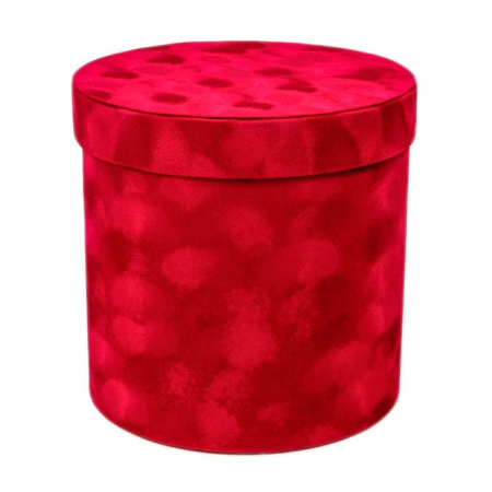 Коробка-цилиндр (15,5*15,5*15см), Бархат, красная, 1 шт.
