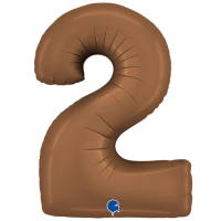 Шар (40''/102см) Цифра, "2", Шоколадный, Сатин, в упаковке, 1 шт.
