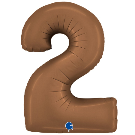 Шар (40''/102см) Цифра, "2", Шоколадный, Сатин, в упаковке, 1 шт.