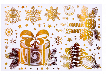 Наклейки "Новогодняя атрибутика" золотая голография, свечи, 16,7*24,6 см, 1шт.