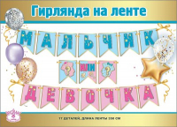 Гирлянда на ленте (350см), Мальчик или девочка?, 1 шт.