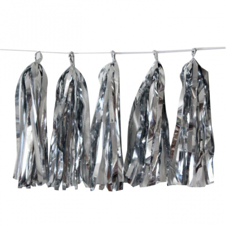 Гирлянда фольгированная, Тассел, Серебро, 10 шт.