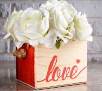 Кашпо деревянное (12,5*10,5*9,5см), Элен, Крепкая любовь, ручка верёвка, 1 шт.