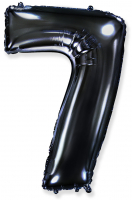 Шар (40''/102см) Цифра, "7", Черный, в упаковке, 1 шт.