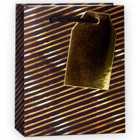 Пакет подарочный, Золотые полосы, Черный, 14*11*6 см, 1 шт.