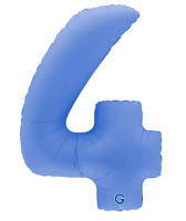 Шар (40''/102см) Цифра, "4", Голубой Лотос, Матовый, 1 шт. в уп.