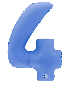 Шар (40''/102см) Цифра, "4", Голубой Лотос, Матовый, 1 шт. в уп.