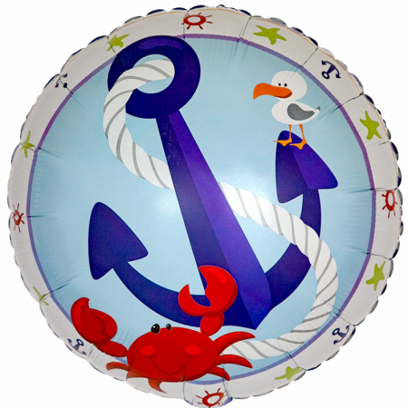 Шар (18''/46см) Круг, Морской, Белый, 1 шт.