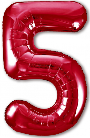 Шар (40''/102 см) Цифра, 5 Slim, Красный, 1 шт. в упак.