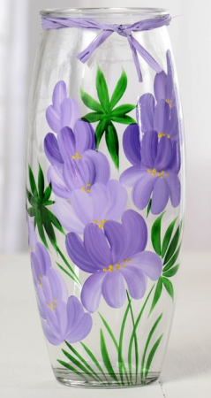 Ваза (9,5*23,5см;d-6.5см), Лаванда, Прозрачная, 1 шт.