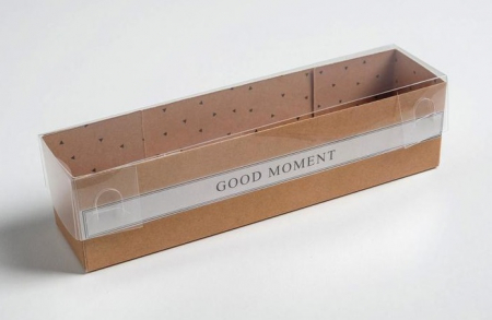 Коробочка для макарун с ПВХ крышкой (19,5х5х4,5см), Good moment, 1 шт.
