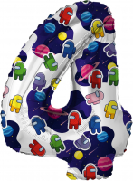 Шар (32"/81см) Цифра "4" Космонавтики в упаковке, 1 шт.