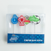 13 Свечи Футбол, Ассорти, 2,5 см, 5 шт.