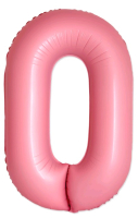 Шар (40''/102см) Цифра, 0 Slim, Светло-розовый, Макарунс, 1 шт. в уп.