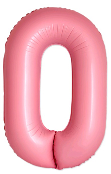 Шар (40''/102см) Цифра, 0 Slim, Светло-розовый, Макарунс, 1 шт. в уп.