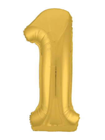 Шар (40"/102см) Цифра "1" Золото Slim в упаковке, 1 шт.