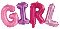 Шар (43''/109см) Фигура, Надпись "Girl", Разноцветный, 1 шт.