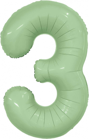 Шар (40''/102см) Цифра, 3 Slim, Олива, 1 шт. в упак.
