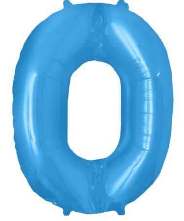 Шар (16"/41см) Цифра, "0", цвет синий, 1шт.