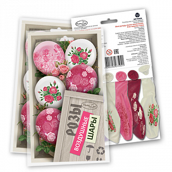 Шар (12"/30см) Розы, Ассорти, пастель, 5 шт.