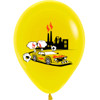 Шар (12"/30 см), Мультяшные машинки, Ассорти Пастель 2 ст. цв., 100 шт.