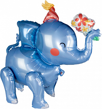 Шар 3D (24''/61см) Фигура, Слоненок в колпачке, 1 шт.