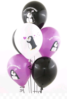 Шар (12''/30 см) Влюбленные пингвины, Ассорти (801/807/809), пастель, 1 ст, 50 шт.