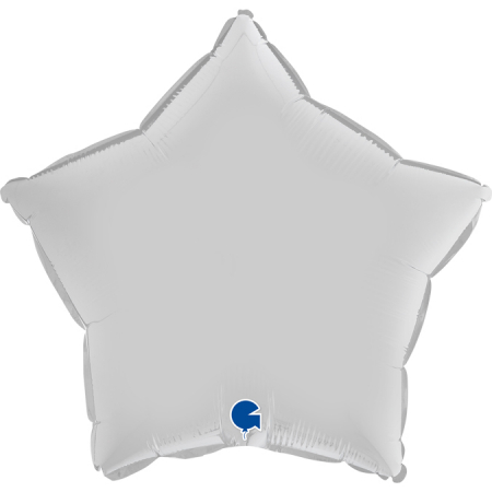 Шар (18''/46 см) Звезда, Белый, Сатин, 1 шт.