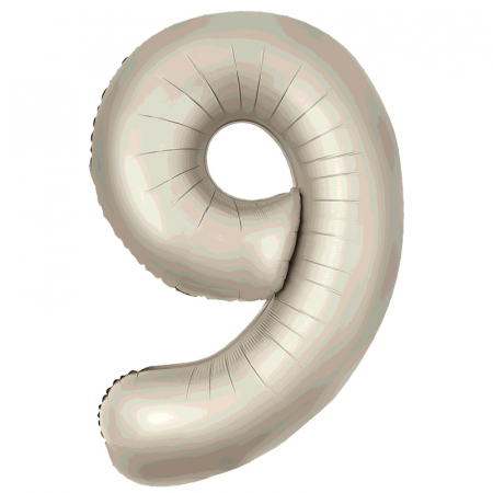 Шар (40"/102см) Цифра "9" Мистик крем Slim в упаковке, 1 шт.