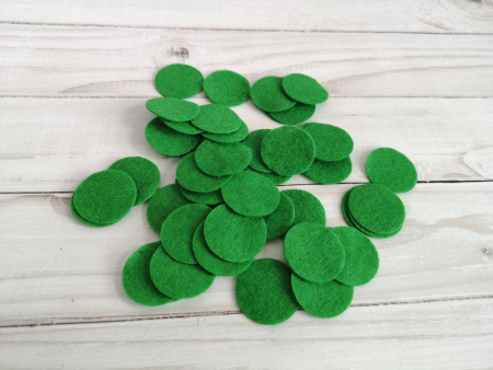 Фетровые кружочки (4см), зеленый, 33 шт.