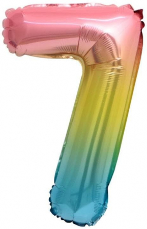 Шар (16''/41см) Мини-цифра, 7, Нежная радуга, Градиент, 1 шт.