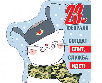 Виниловый магнит (6,8*6,9см), 23 февраля. Солдат спит, служба идет!, 1 шт.