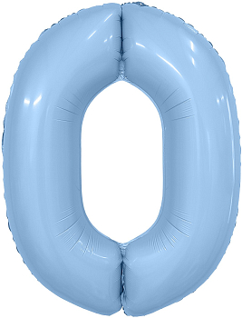 Шар (40''/102см) Цифра, 0 Slim, Небесный, 1 шт. в уп.