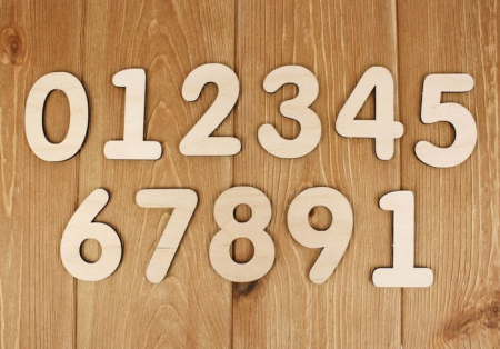 Заготовка для творчества. Набор цифр от 1 до 10 (5,5*8см), Фанера 3мм, неокраш., 1 шт.